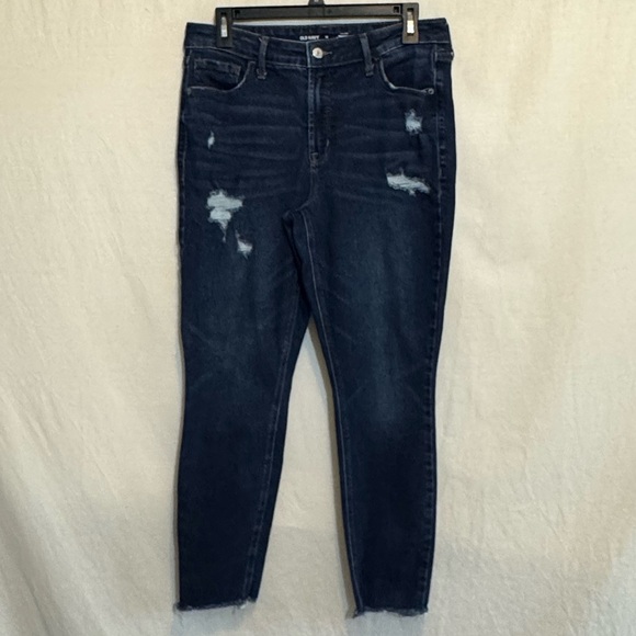 Old Navy Denim - B-251 Old Navy Rockstar High Rise Super Skinny Distressed Cropped Blue Jeans
